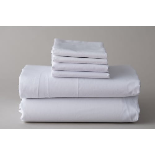 Thomaston T200 Blend 60 Cotton/40 Polyester, Queen Fitted Sheet, 60x80, Depth of 12", White